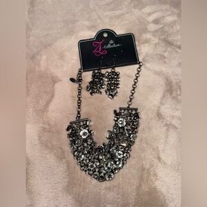 ZI COLLECTION Silver Statement Necklace Set